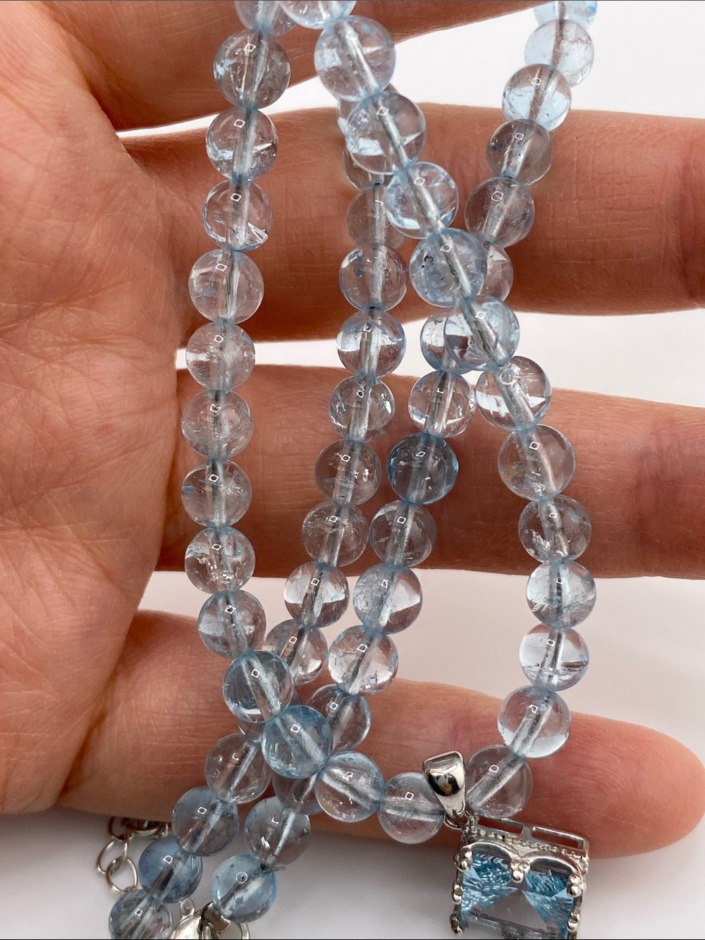 Light Blue Topaz Beaded Necklace - The Gem Studio - Picture 9 of 9